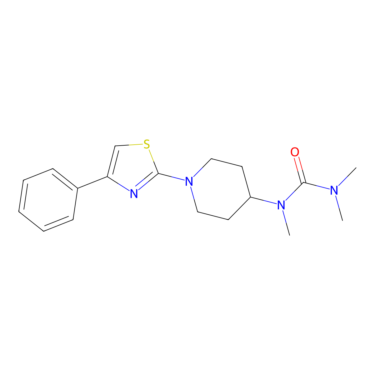 1,3,3-Trimethyl-1-[1-(4-phenyl-1,3-thiazol-2-yl)piperidin-4-yl]urea molecular structure, CAS 2877674-61-6