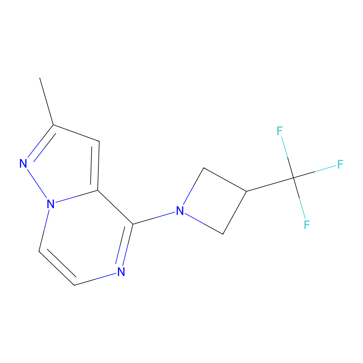 1-{2-Methylpyrazolo[1,5-a]pyrazin-4-yl}-3-(trifluoromethyl)azetidine molecular structure, CAS 2877674-69-4