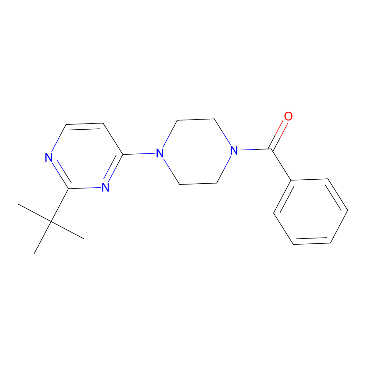 4-(4-Benzoylpiperazin-1-yl)-2-tert-butylpyrimidine molecular structure, CAS 2877674-70-7
