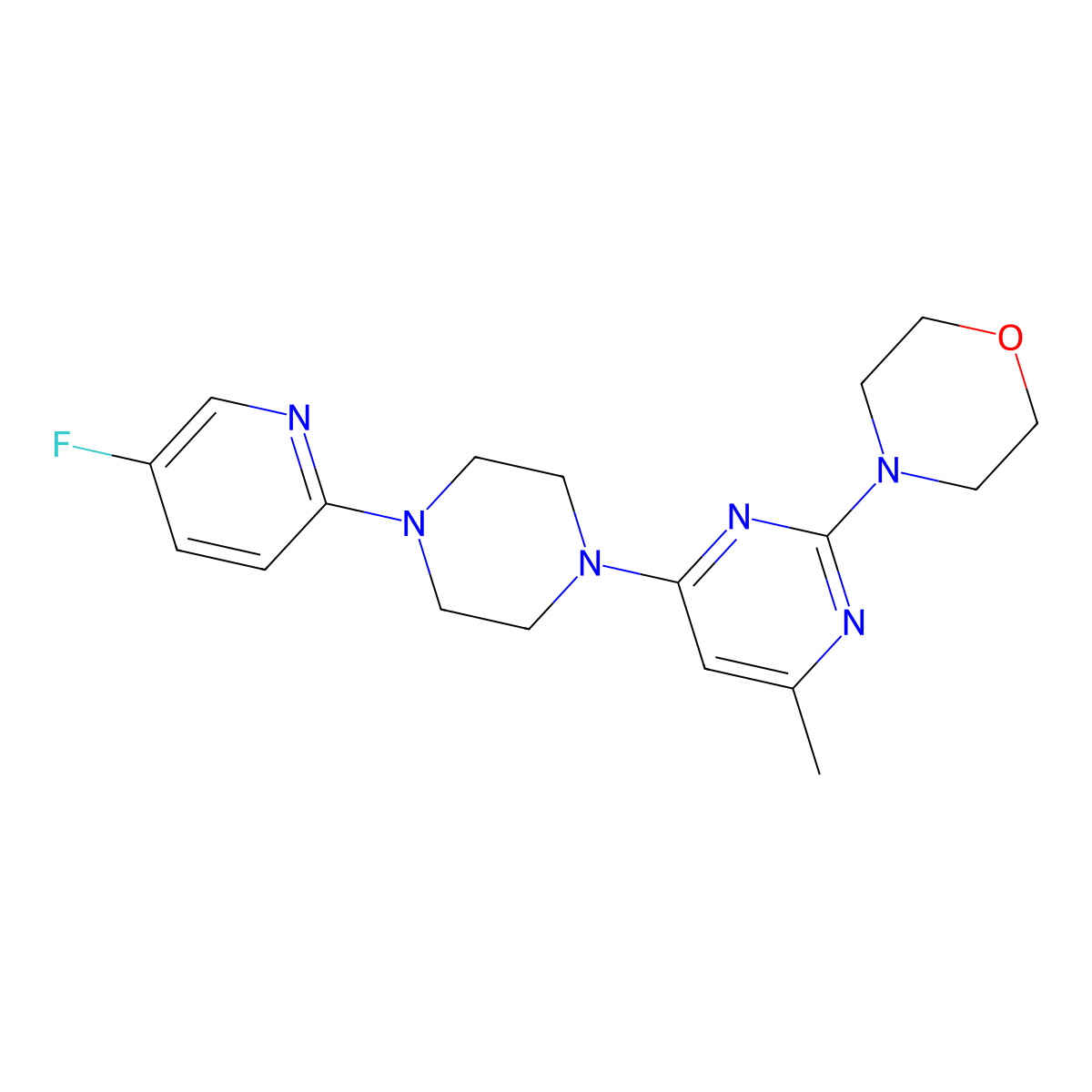 4-{4-[4-(5-Fluoropyridin-2-yl)piperazin-1-yl]-6-methylpyrimidin-2-yl}morpholine molecular structure, CAS 2877674-73-0