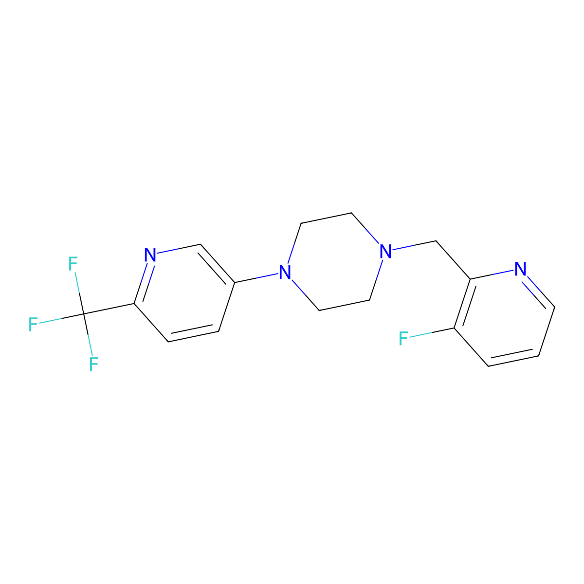 1-[(3-Fluoropyridin-2-yl)methyl]-4-[6-(trifluoromethyl)pyridin-3-yl]piperazine molecular structure, CAS 2877674-76-3