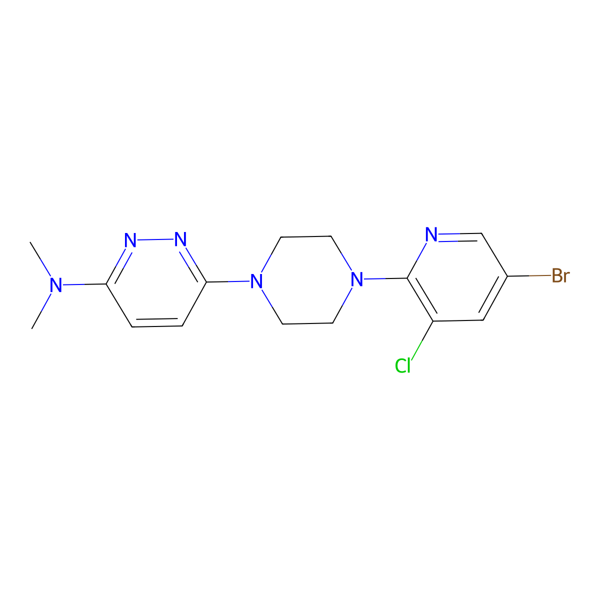 6-[4-(5-bromo-3-chloropyridin-2-yl)piperazin-1-yl]-N,N-dimethylpyridazin-3-amine molecular structure, CAS 2877674-82-1