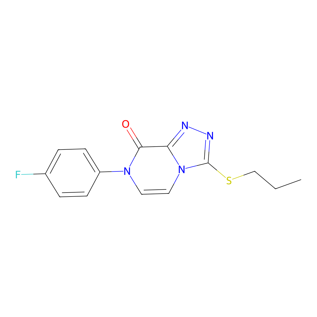 7-(4-fluorophenyl)-3-(propylsulfanyl)-7H,8H-[1,2,4]triazolo[4,3-a]pyrazin-8-one molecular structure, CAS 2877674-87-6