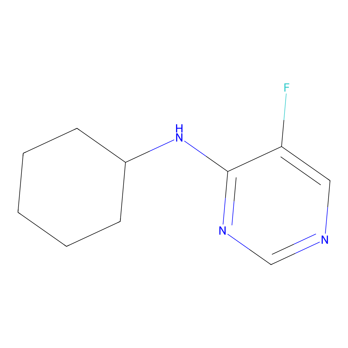 N-cyclohexyl-5-fluoropyrimidin-4-amine molecular structure, CAS 2877674-88-7