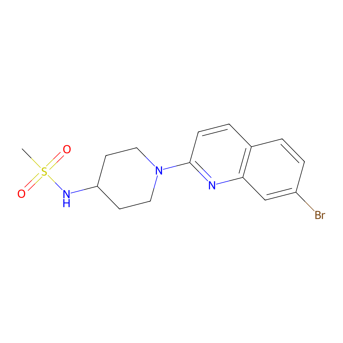 N-[1-(7-bromoquinolin-2-yl)piperidin-4-yl]methanesulfonamide molecular structure, CAS 2877674-91-2