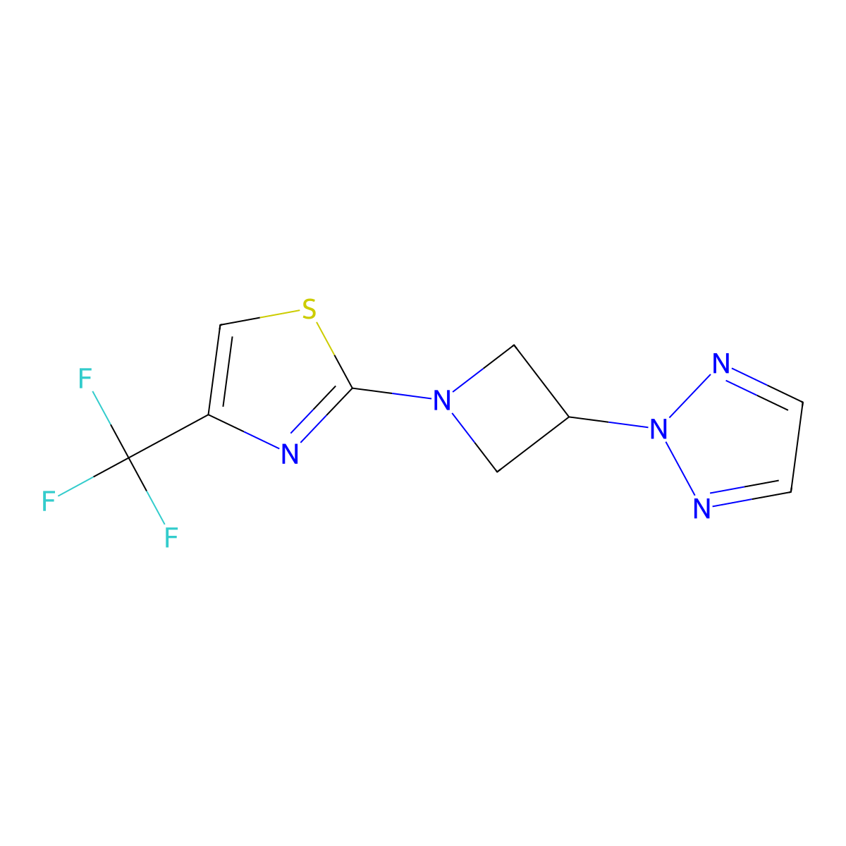 2-{1-[4-(trifluoromethyl)-1,3-thiazol-2-yl]azetidin-3-yl}-2H-1,2,3-triazole molecular structure, CAS 2877674-93-4
