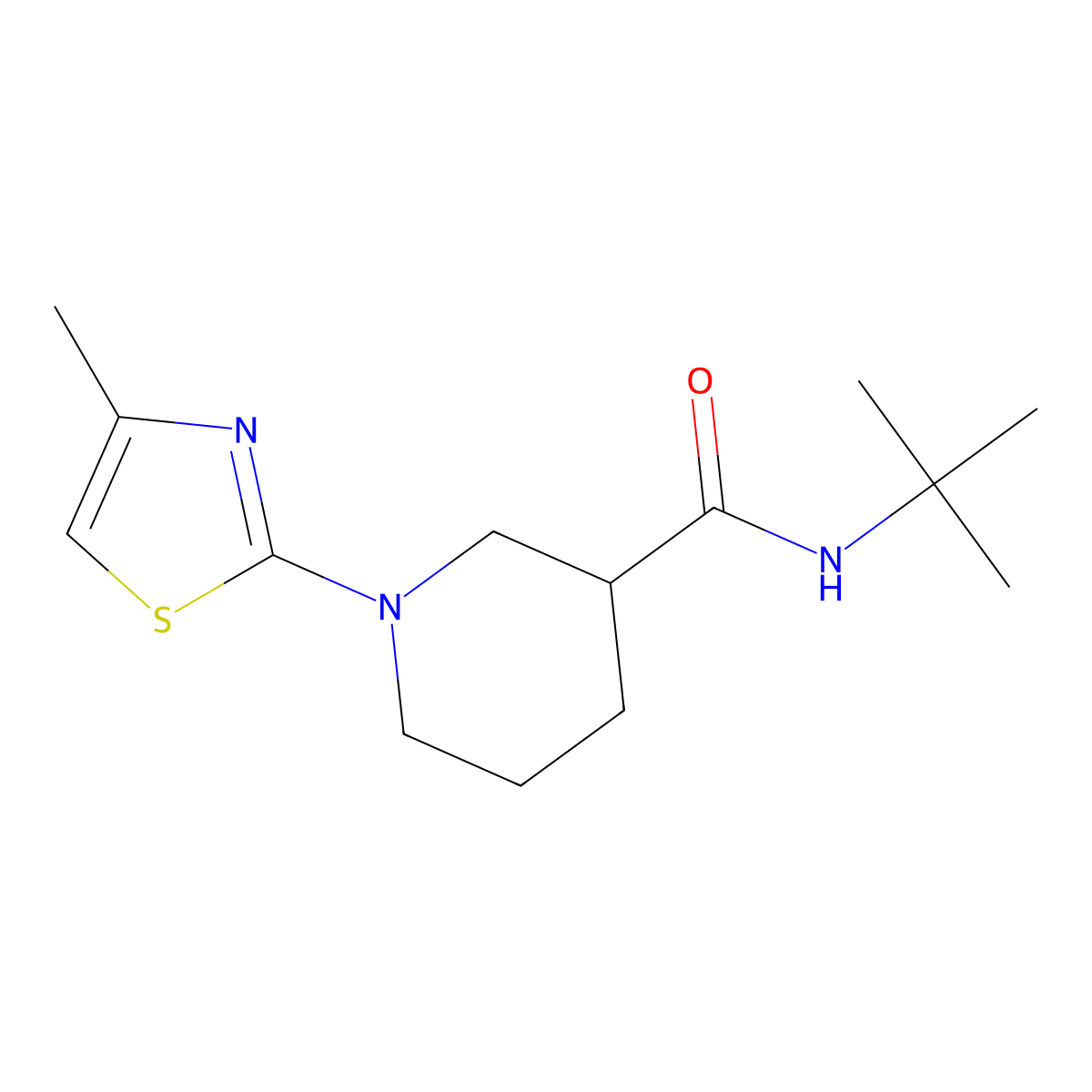 N-tert-butyl-1-(4-methyl-1,3-thiazol-2-yl)piperidine-3-carboxamide molecular structure, CAS 2877674-94-5