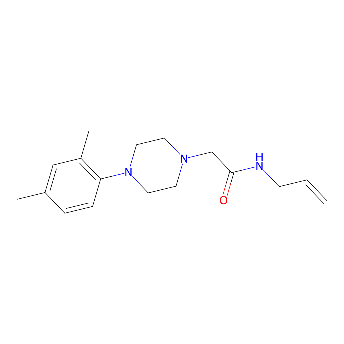2-[4-(2,4-dimethylphenyl)piperazin-1-yl]-N-(prop-2-en-1-yl)acetamide molecular structure, CAS 2877674-95-6