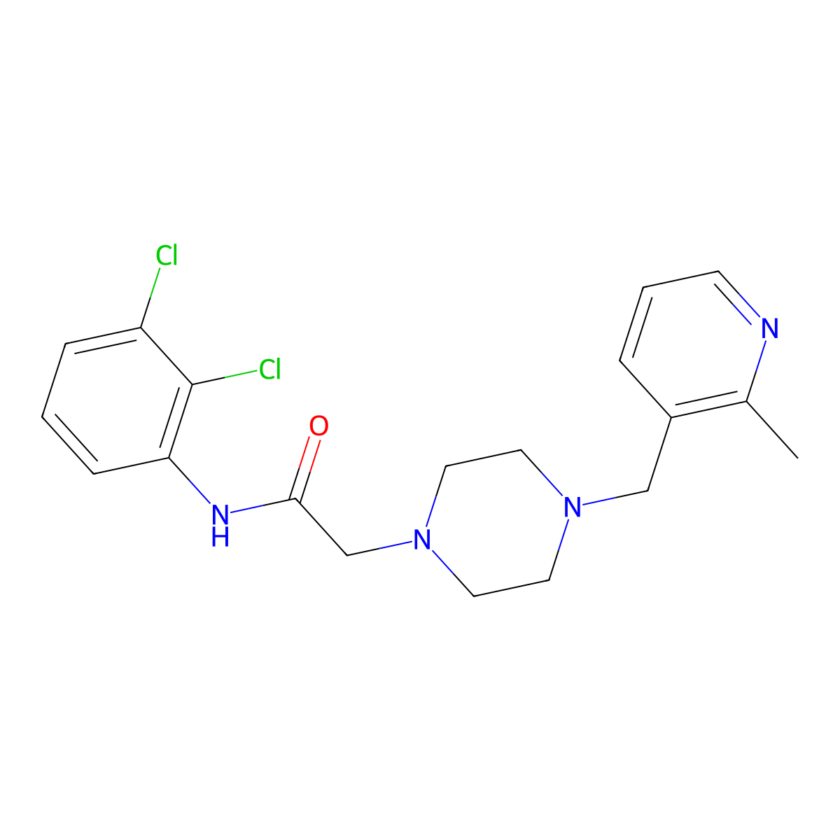 N-(2,3-dichlorophenyl)-2-{4-[(2-methylpyridin-3-yl)methyl]piperazin-1-yl}acetamide molecular structure, CAS 2877675-03-9