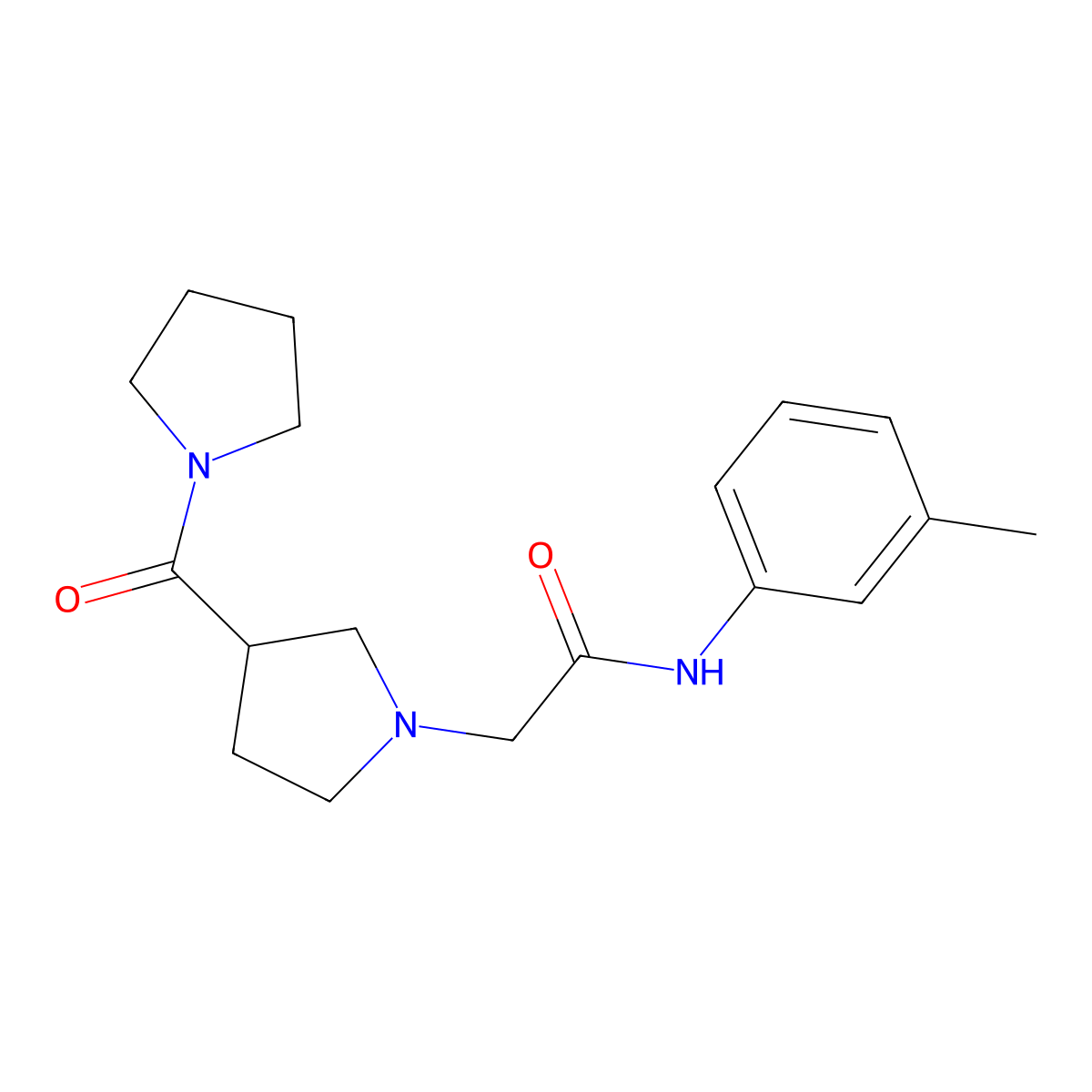 N-(3-methylphenyl)-2-[3-(pyrrolidine-1-carbonyl)pyrrolidin-1-yl]acetamide molecular structure, CAS 2877675-04-0