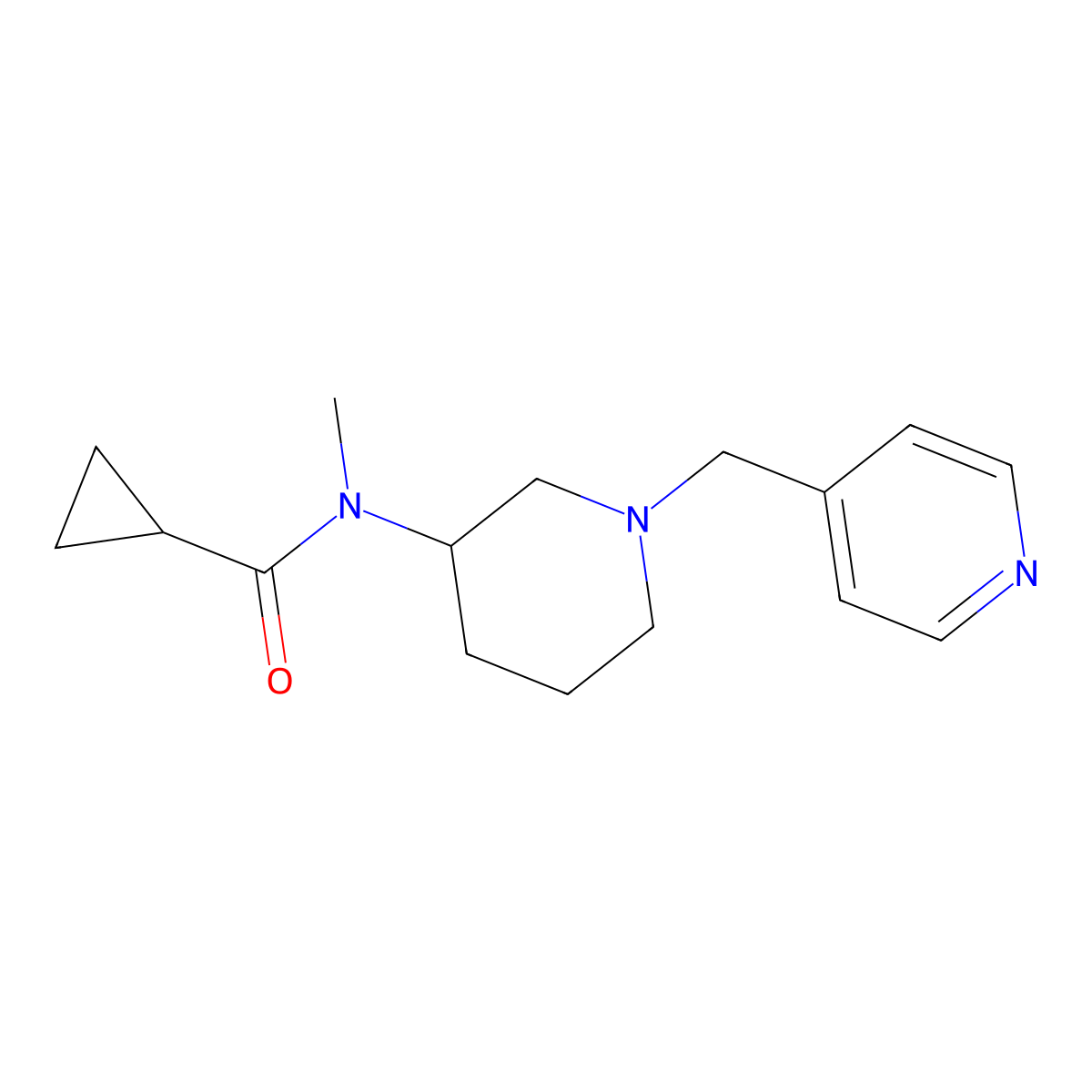 N-methyl-N-{1-[(pyridin-4-yl)methyl]piperidin-3-yl}cyclopropanecarboxamide molecular structure, CAS 2877675-09-5