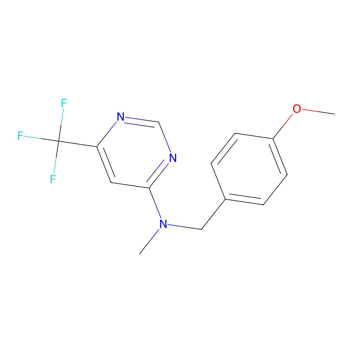 N-[(4-methoxyphenyl)methyl]-N-methyl-6-(trifluoromethyl)pyrimidin-4-amine molecular structure, CAS 2877675-17-5