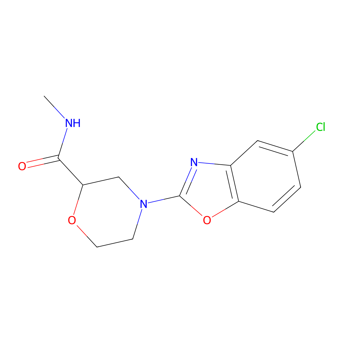 4-(5-chloro-1,3-benzoxazol-2-yl)-N-methylmorpholine-2-carboxamide molecular structure, CAS 2877675-26-6