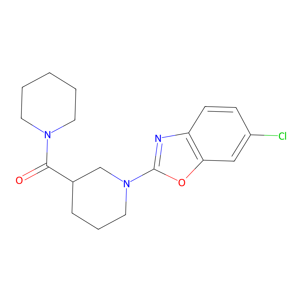 6-Chloro-2-[3-(piperidine-1-carbonyl)piperidin-1-yl]-1,3-benzoxazole molecular structure, CAS 2877675-28-8