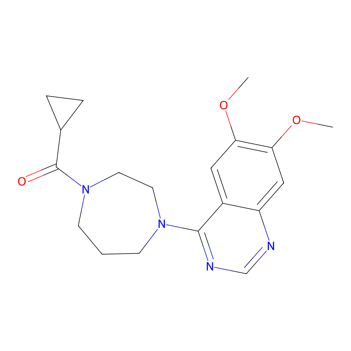 4-(4-Cyclopropanecarbonyl-1,4-diazepan-1-yl)-6,7-dimethoxyquinazoline molecular structure, CAS 2877675-31-3