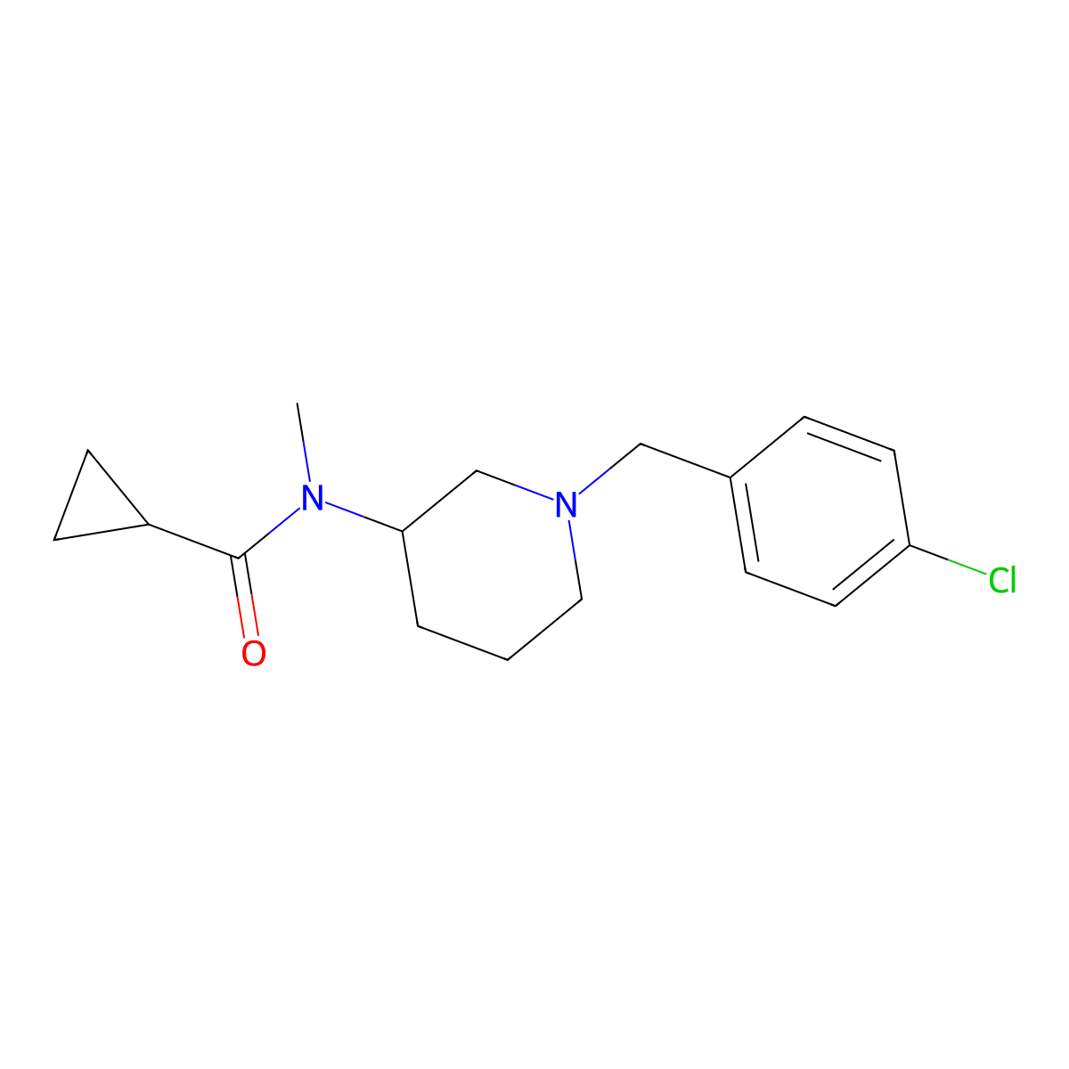 N-{1-[(4-chlorophenyl)methyl]piperidin-3-yl}-N-methylcyclopropanecarboxamide molecular structure, CAS 2877675-38-0