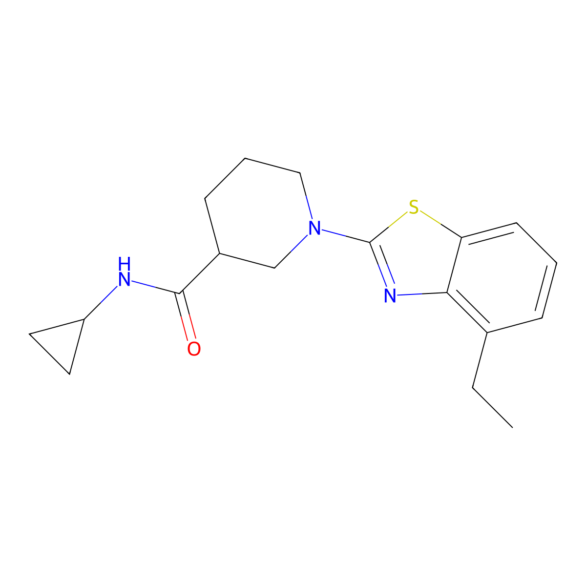 N-cyclopropyl-1-(4-ethyl-1,3-benzothiazol-2-yl)piperidine-3-carboxamide molecular structure, CAS 2877675-39-1