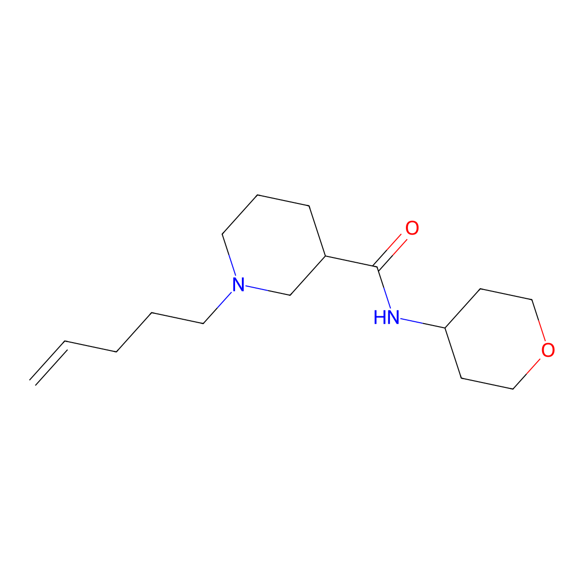 N-(oxan-4-yl)-1-(pent-4-en-1-yl)piperidine-3-carboxamide molecular structure, CAS 2877675-40-4