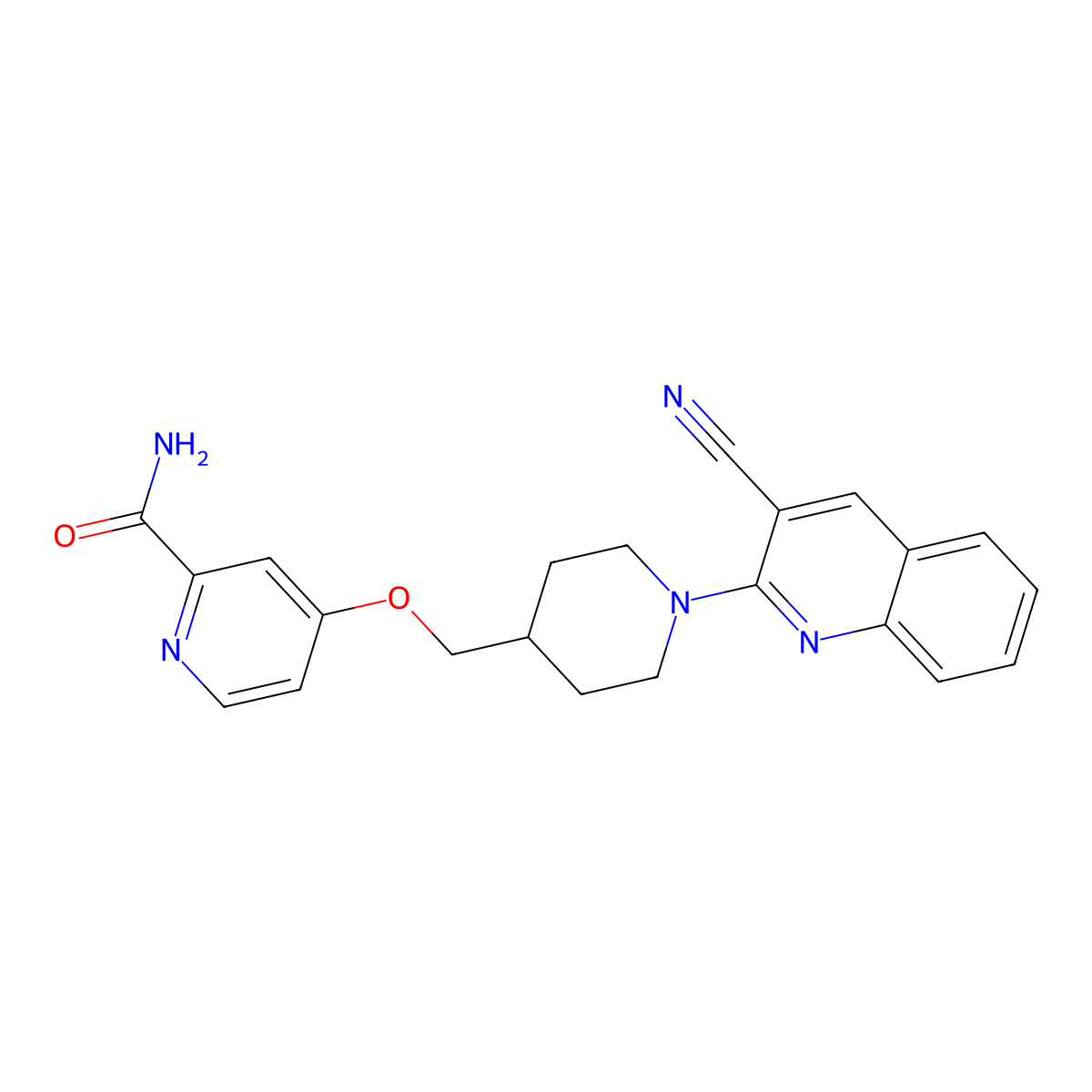 4-{[1-(3-Cyanoquinolin-2-yl)piperidin-4-yl]methoxy}pyridine-2-carboxamide molecular structure, CAS 2877675-42-6