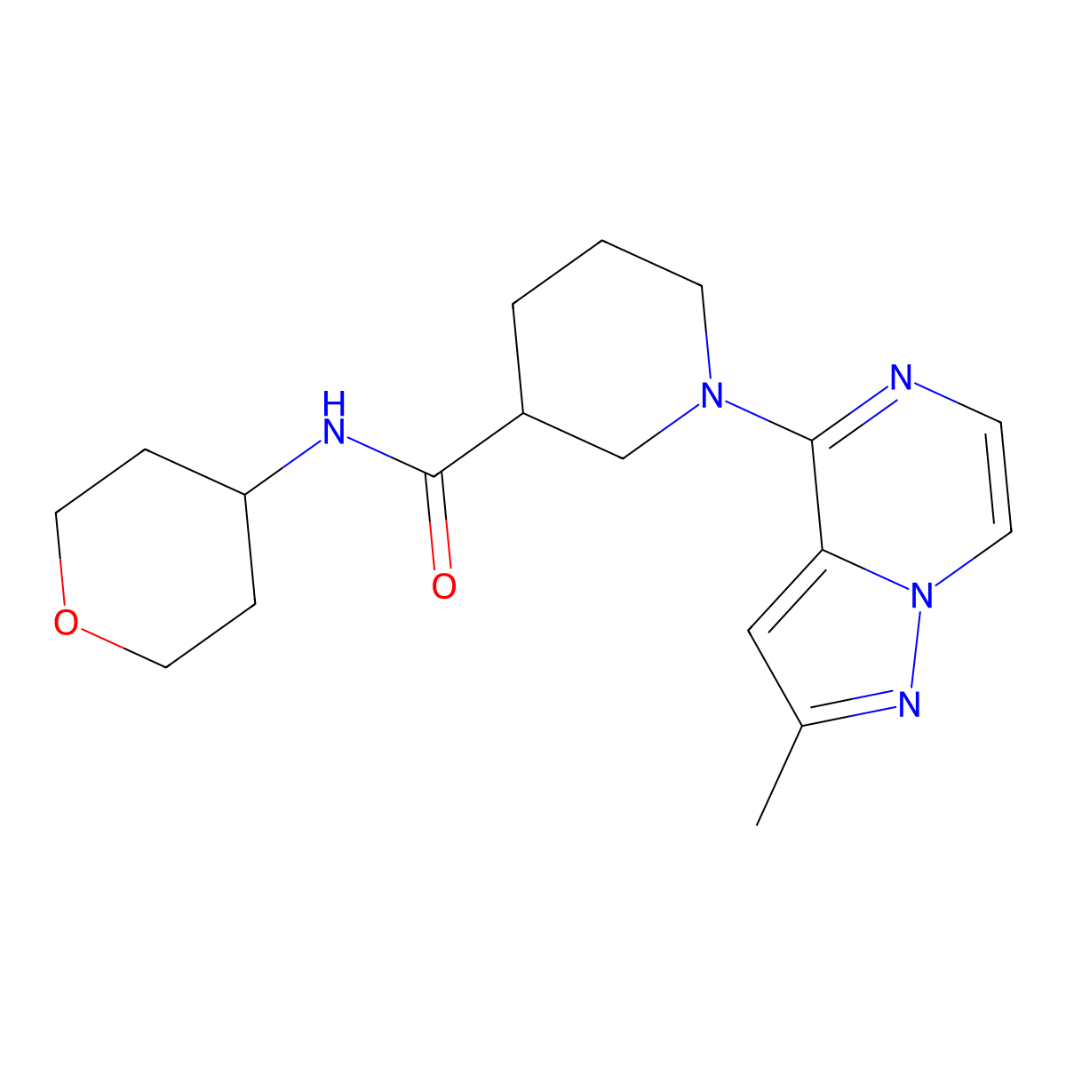 1-{2-methylpyrazolo[1,5-a]pyrazin-4-yl}-N-(oxan-4-yl)piperidine-3-carboxamide molecular structure, CAS 2877675-44-8