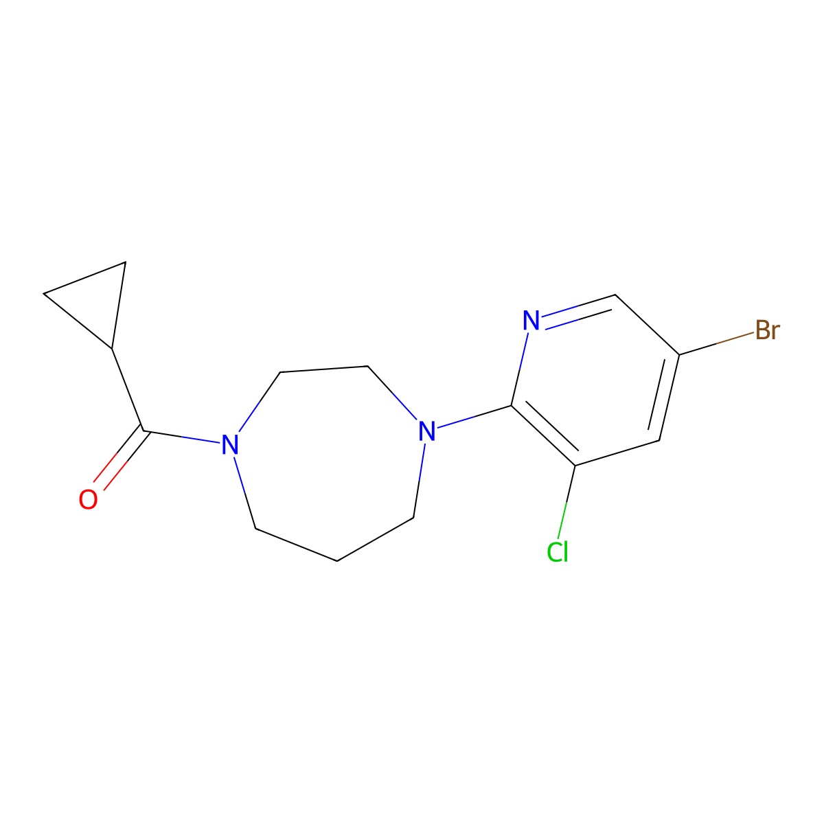 1-(5-Bromo-3-chloropyridin-2-yl)-4-cyclopropanecarbonyl-1,4-diazepane molecular structure, CAS 2877675-49-3