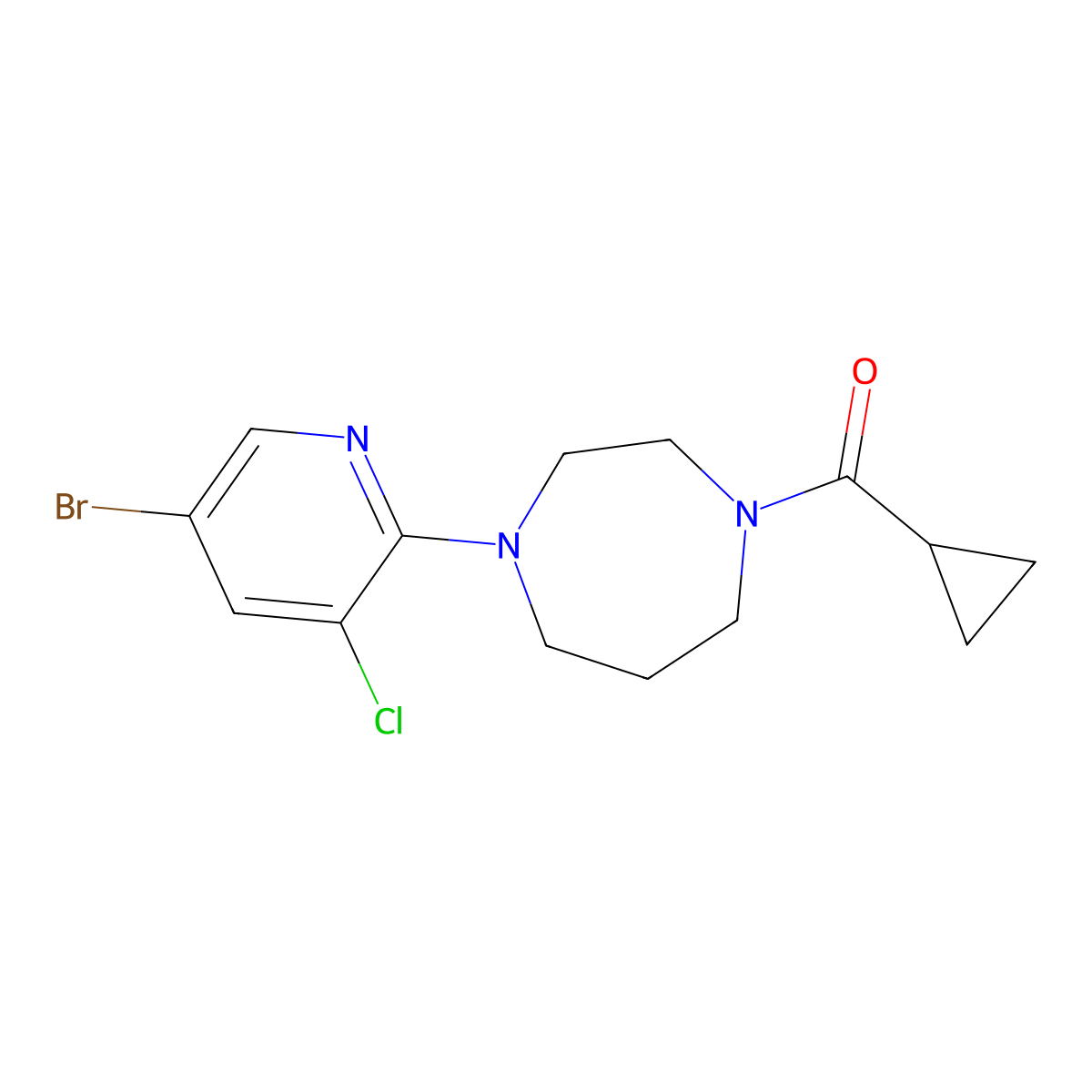 1-(5-Bromo-3-chloropyridin-2-yl)-4-cyclopropanecarbonyl-1,4-diazepane molecular structure, CAS 2877675-49-3