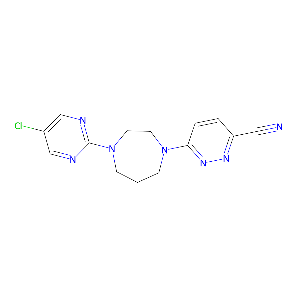 6-[4-(5-Chloropyrimidin-2-yl)-1,4-diazepan-1-yl]pyridazine-3-carbonitrile molecular structure, CAS 2877675-55-1