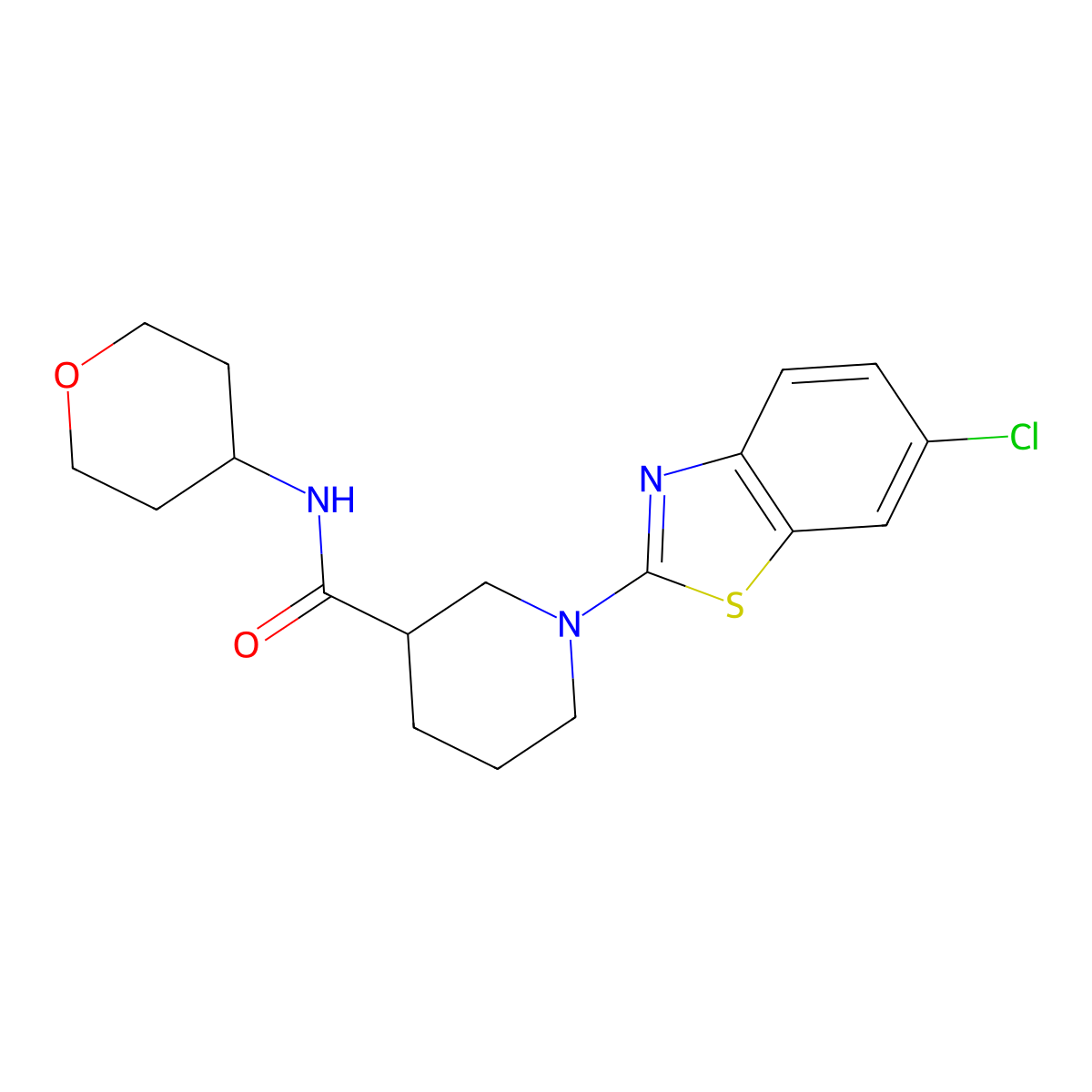 1-(6-chloro-1,3-benzothiazol-2-yl)-N-(oxan-4-yl)piperidine-3-carboxamide molecular structure, CAS 2877675-63-1