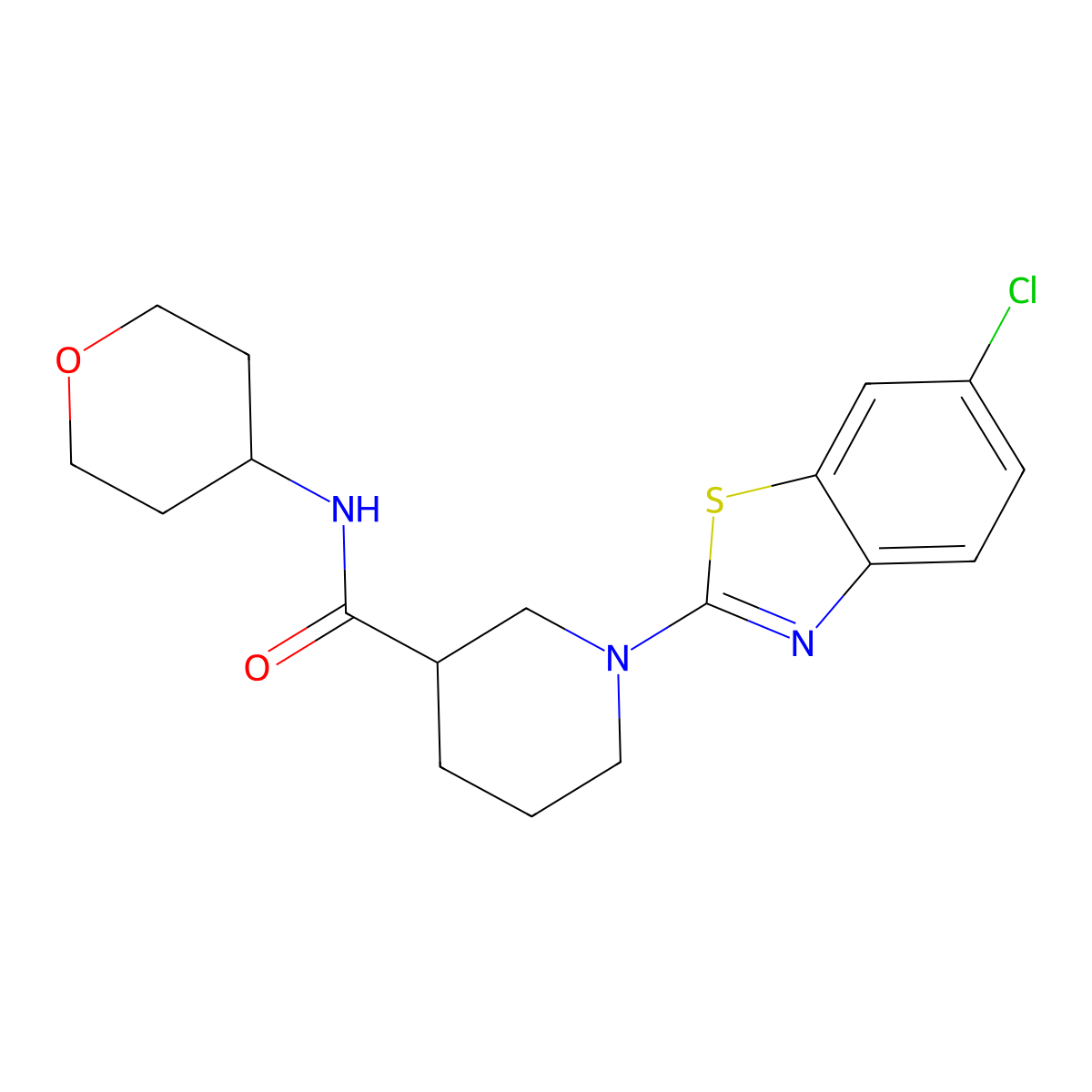 1-(6-chloro-1,3-benzothiazol-2-yl)-N-(oxan-4-yl)piperidine-3-carboxamide molecular structure, CAS 2877675-63-1