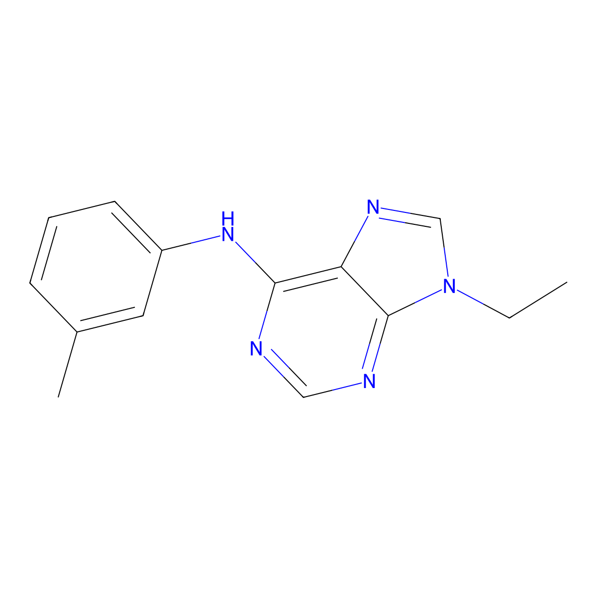 9-ethyl-N-(3-methylphenyl)-9H-purin-6-amine molecular structure, CAS 2877675-66-4