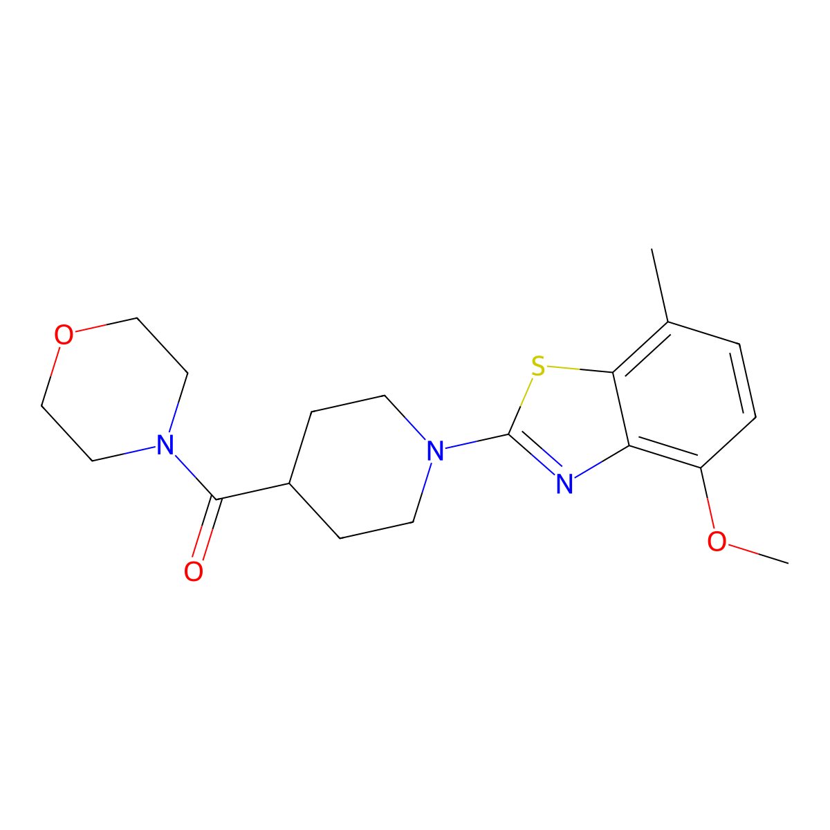 4-Methoxy-7-methyl-2-[4-(morpholine-4-carbonyl)piperidin-1-yl]-1,3-benzothiazole molecular structure, CAS 2877675-70-0