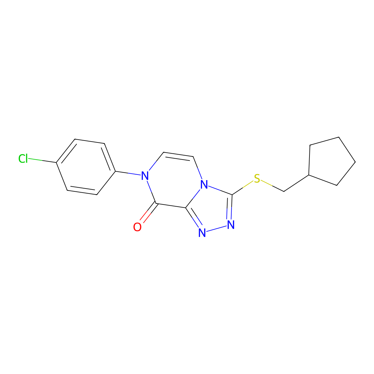7-(4-chlorophenyl)-3-[(cyclopentylmethyl)sulfanyl]-7H,8H-[1,2,4]triazolo[4,3-a]pyrazin-8-one molecular structure, CAS 2877675-78-8