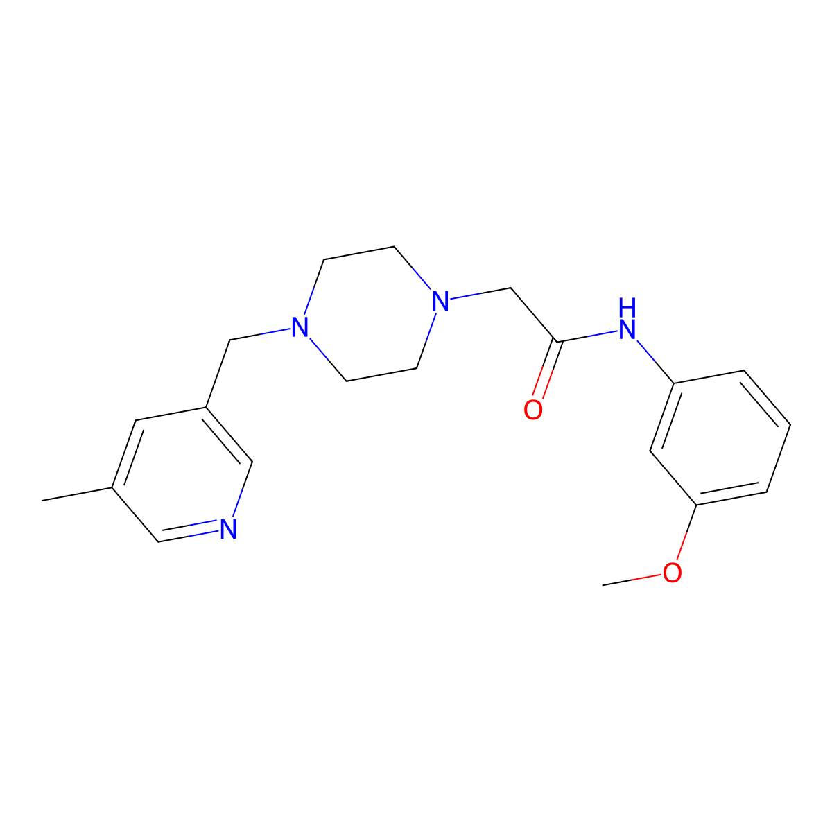 N-(3-methoxyphenyl)-2-{4-[(5-methylpyridin-3-yl)methyl]piperazin-1-yl}acetamide molecular structure, CAS 2877675-87-9