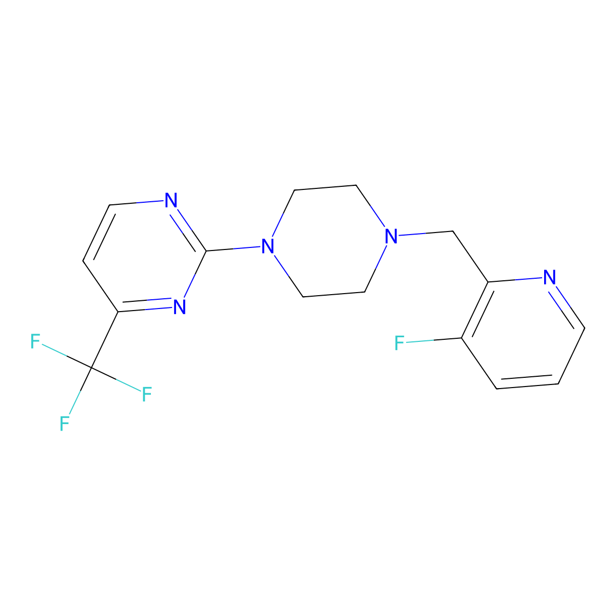 2-{4-[(3-Fluoropyridin-2-yl)methyl]piperazin-1-yl}-4-(trifluoromethyl)pyrimidine molecular structure, CAS 2877675-91-5