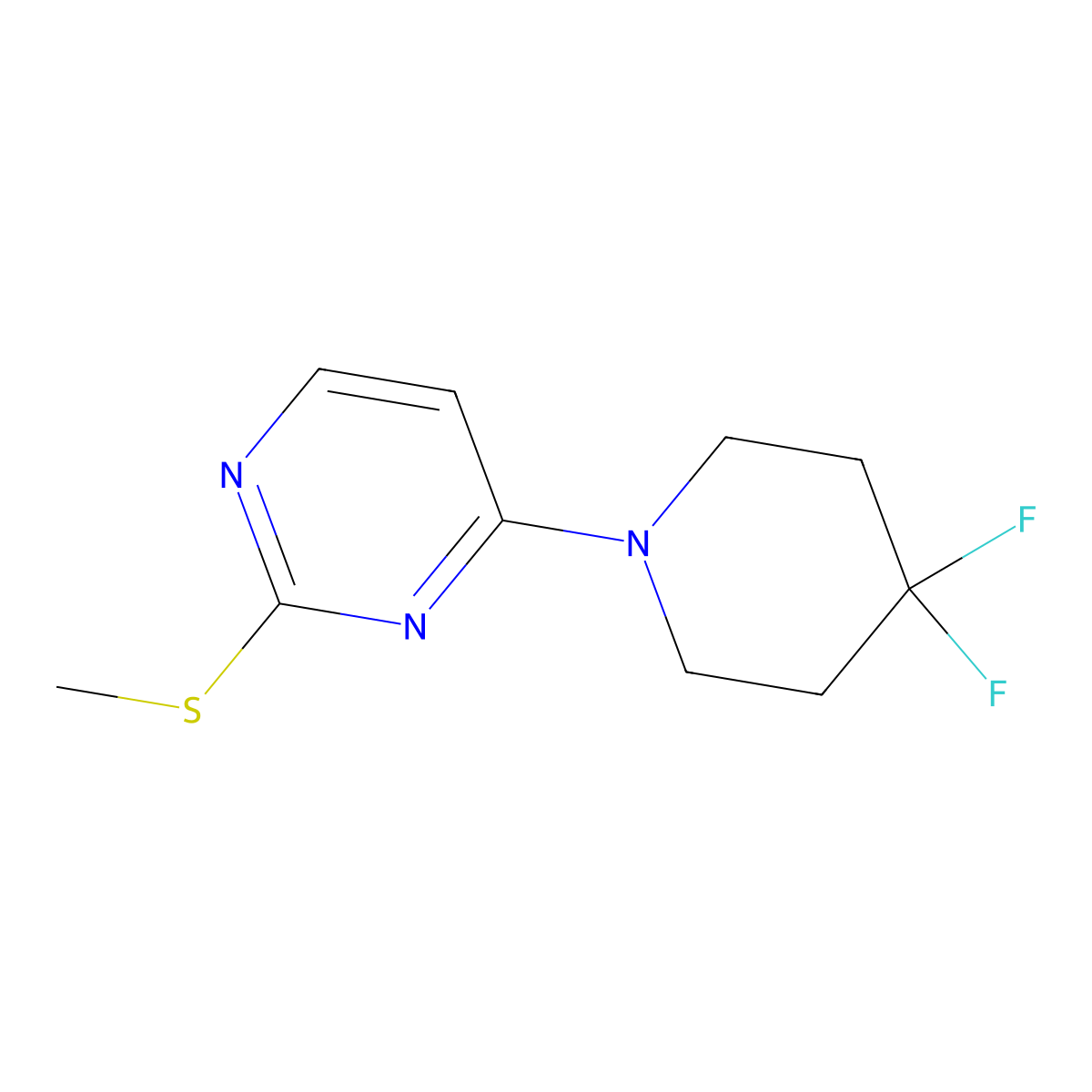 4-(4,4-Difluoropiperidin-1-yl)-2-(methylsulfanyl)pyrimidine molecular structure, CAS 2877675-93-7