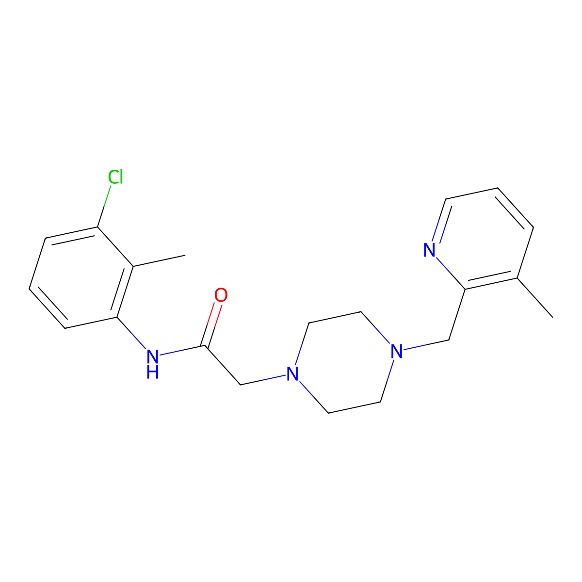N-(3-chloro-2-methylphenyl)-2-{4-[(3-methylpyridin-2-yl)methyl]piperazin-1-yl}acetamide molecular structure, CAS 2877675-94-8