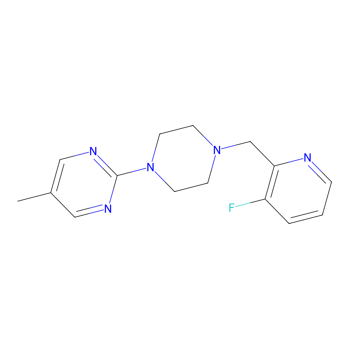 2-{4-[(3-Fluoropyridin-2-yl)methyl]piperazin-1-yl}-5-methylpyrimidine molecular structure, CAS 2877675-95-9