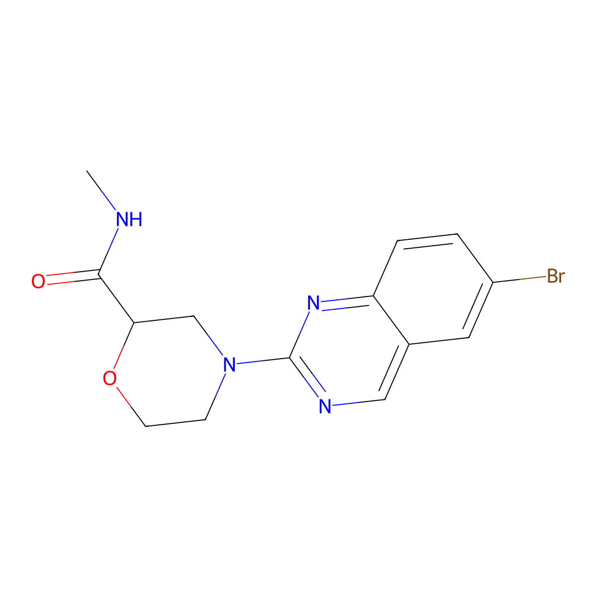 4-(6-bromoquinazolin-2-yl)-N-methylmorpholine-2-carboxamide molecular structure, CAS 2877676-07-6
