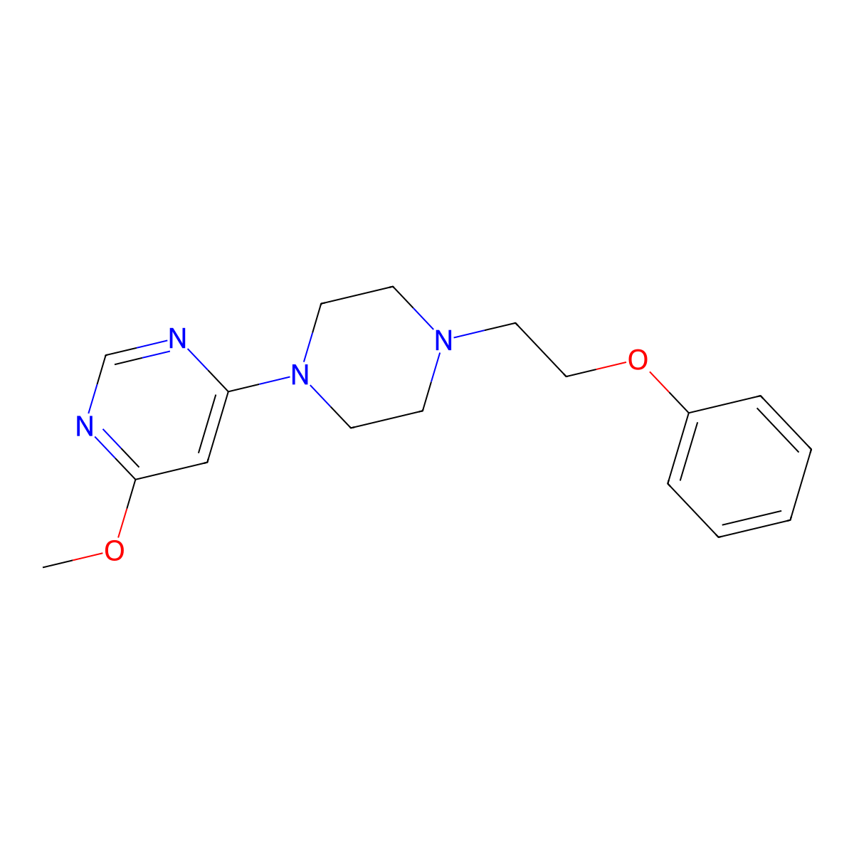 4-Methoxy-6-[4-(2-phenoxyethyl)piperazin-1-yl]pyrimidine molecular structure, CAS 2877676-13-4