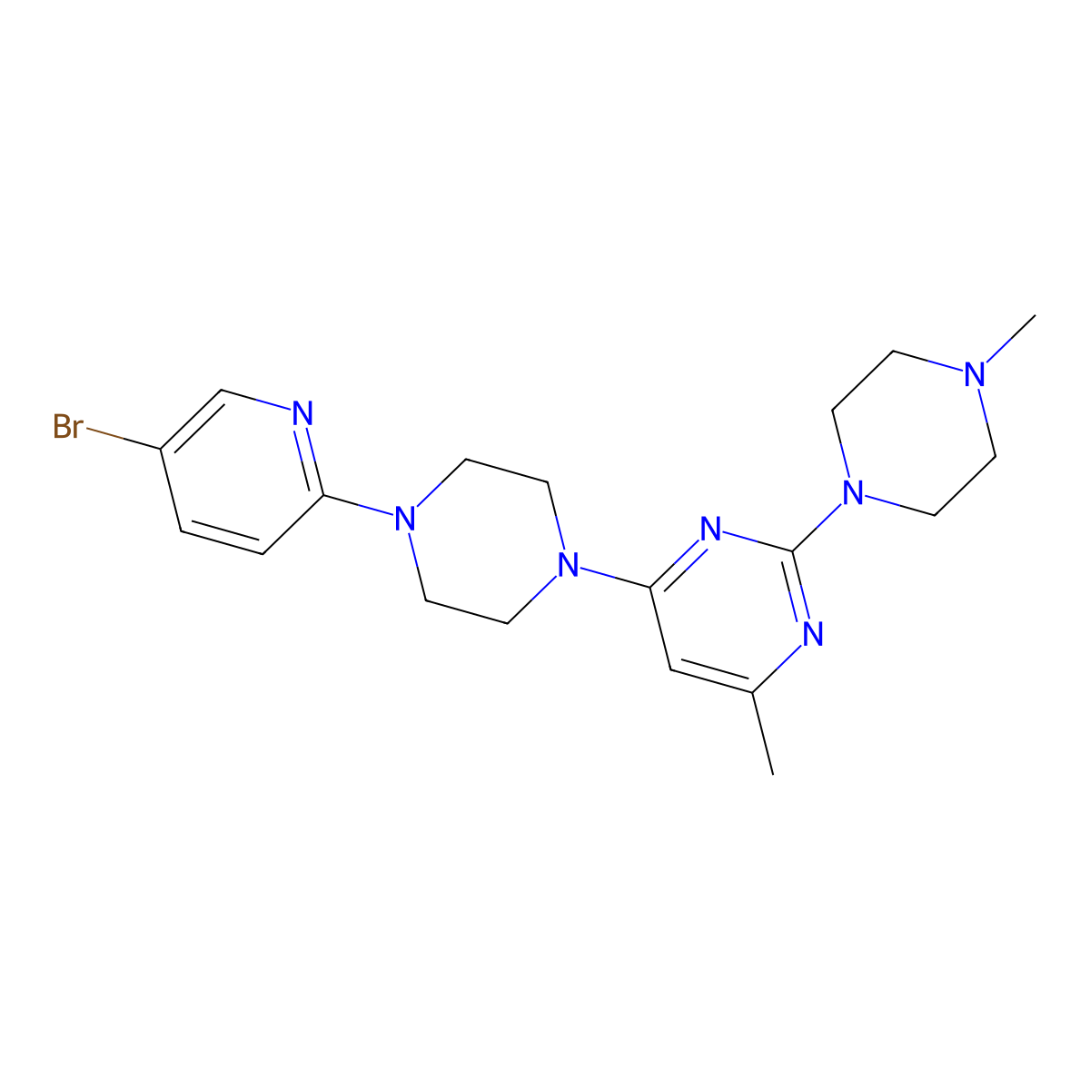 4-[4-(5-Bromopyridin-2-yl)piperazin-1-yl]-6-methyl-2-(4-methylpiperazin-1-yl)pyrimidine molecular structure, CAS 2877676-14-5