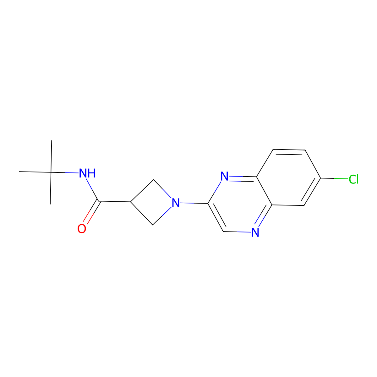 N-tert-butyl-1-(6-chloroquinoxalin-2-yl)azetidine-3-carboxamide molecular structure, CAS 2877676-21-4