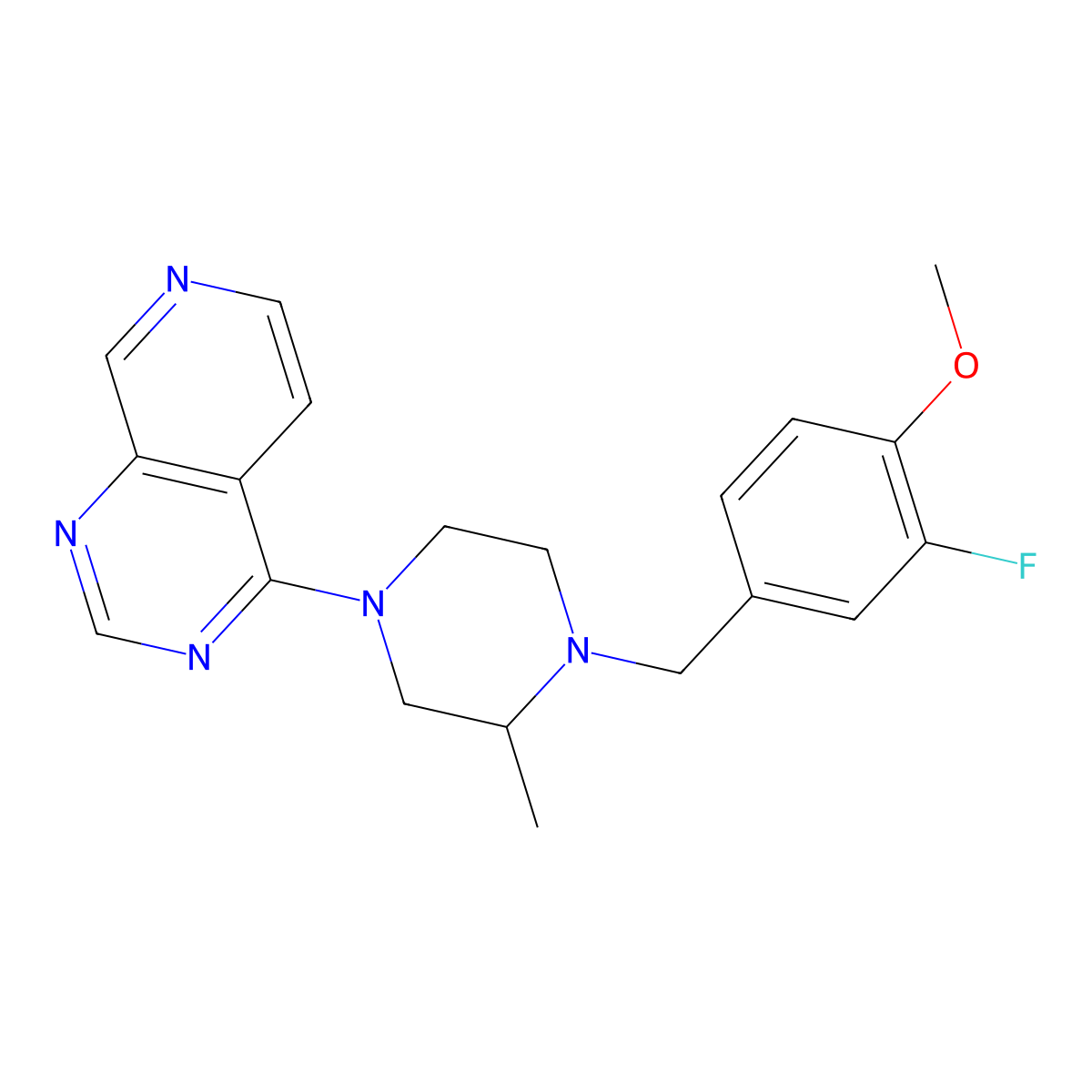 1-[(3-Fluoro-4-methoxyphenyl)methyl]-2-methyl-4-{pyrido[3,4-d]pyrimidin-4-yl}piperazine molecular structure, CAS 2877676-22-5