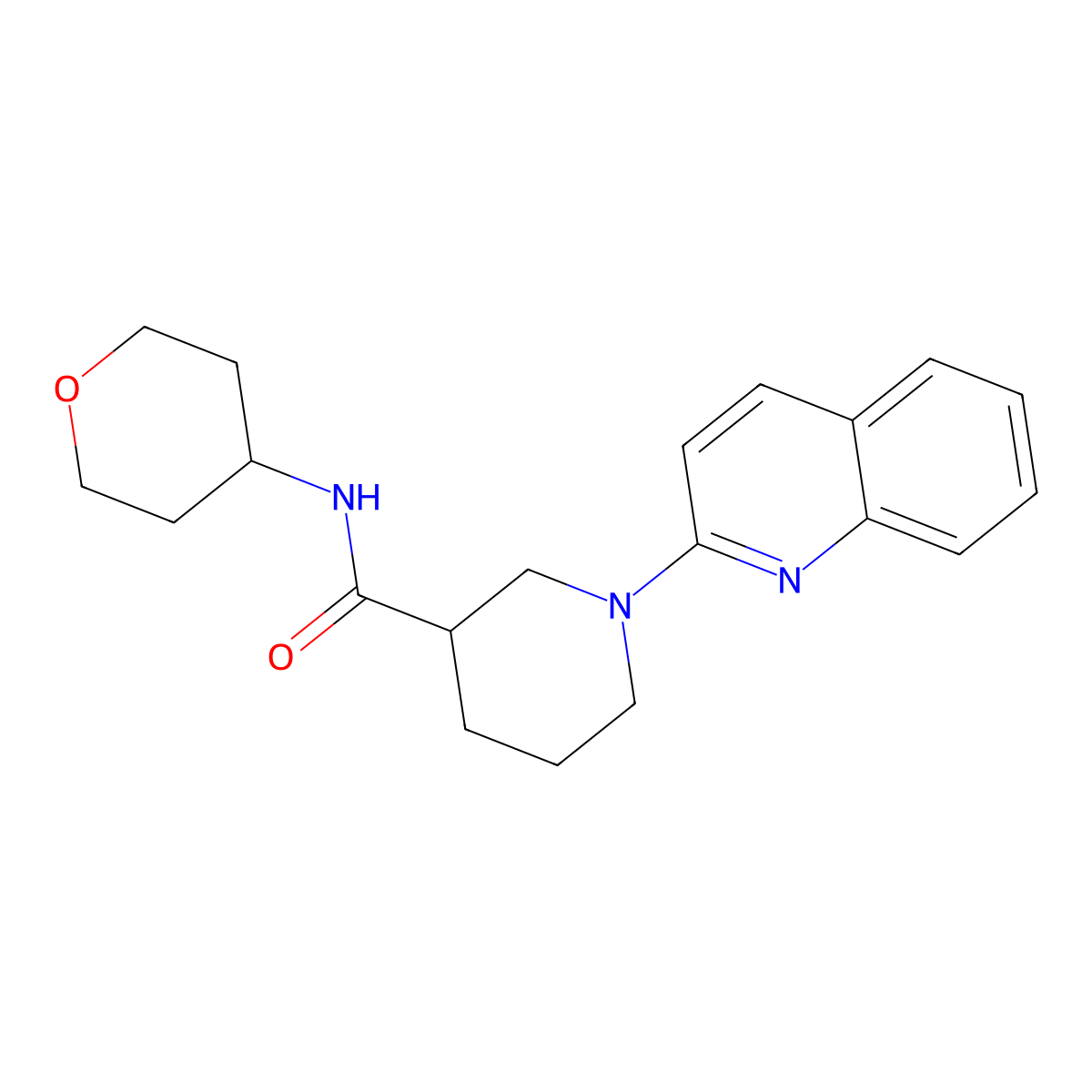 N-(oxan-4-yl)-1-(quinolin-2-yl)piperidine-3-carboxamide molecular structure, CAS 2877676-27-0