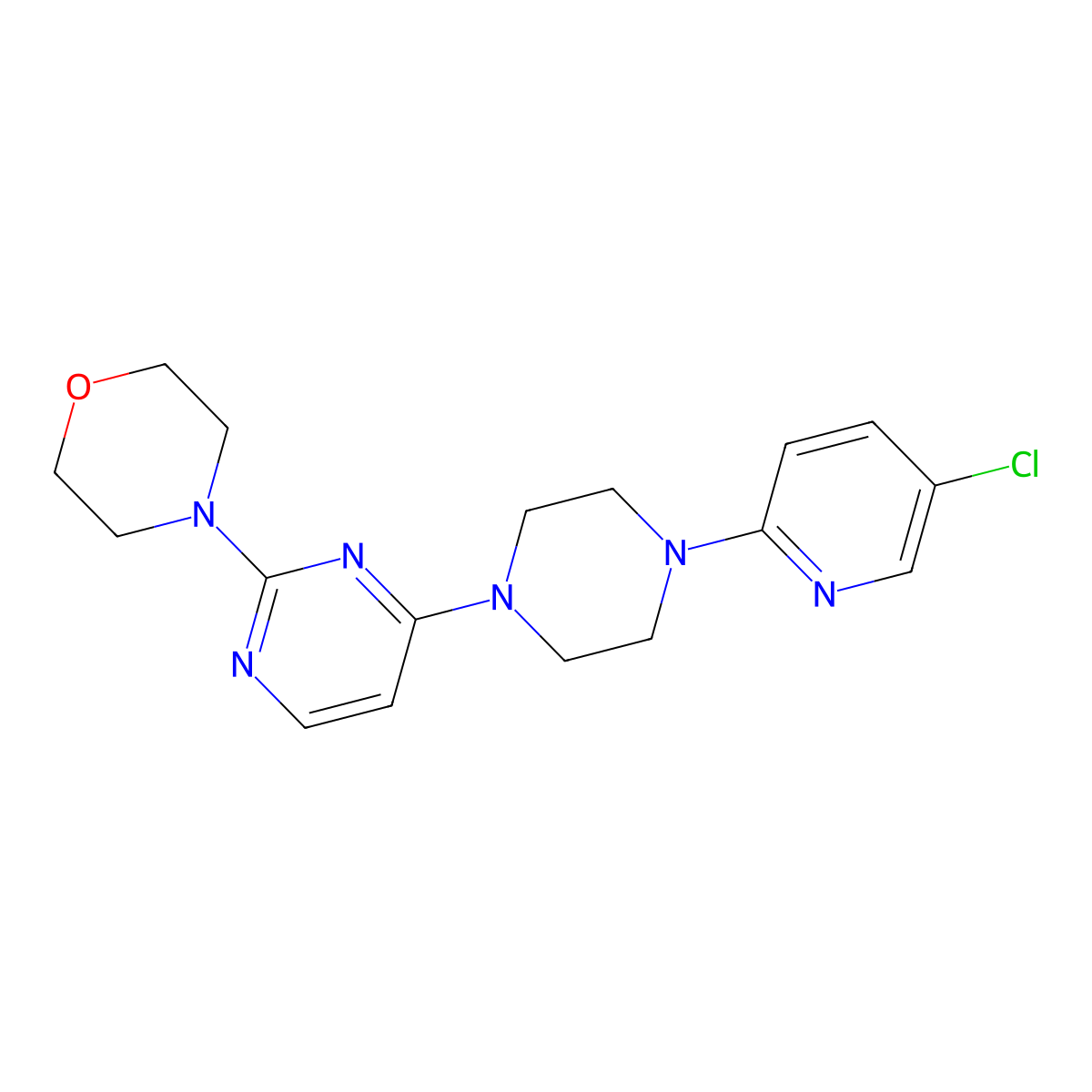 4-{4-[4-(5-Chloropyridin-2-yl)piperazin-1-yl]pyrimidin-2-yl}morpholine molecular structure, CAS 2877676-33-8
