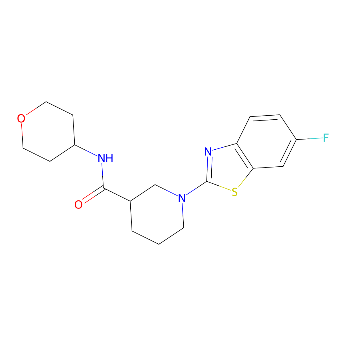 1-(6-fluoro-1,3-benzothiazol-2-yl)-N-(oxan-4-yl)piperidine-3-carboxamide molecular structure, CAS 2877676-37-2