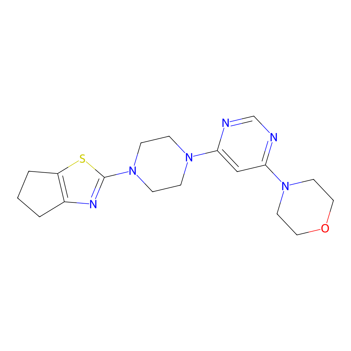 4-[6-(4-{4H,5H,6H-cyclopenta[d][1,3]thiazol-2-yl}piperazin-1-yl)pyrimidin-4-yl]morpholine molecular structure, CAS 2877676-39-4