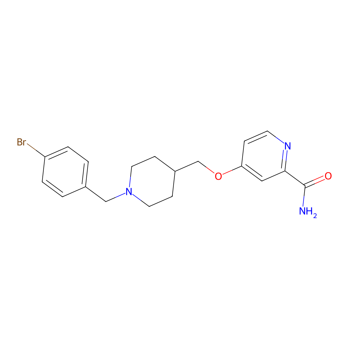 4-({1-[(4-Bromophenyl)methyl]piperidin-4-yl}methoxy)pyridine-2-carboxamide molecular structure, CAS 2877676-43-0