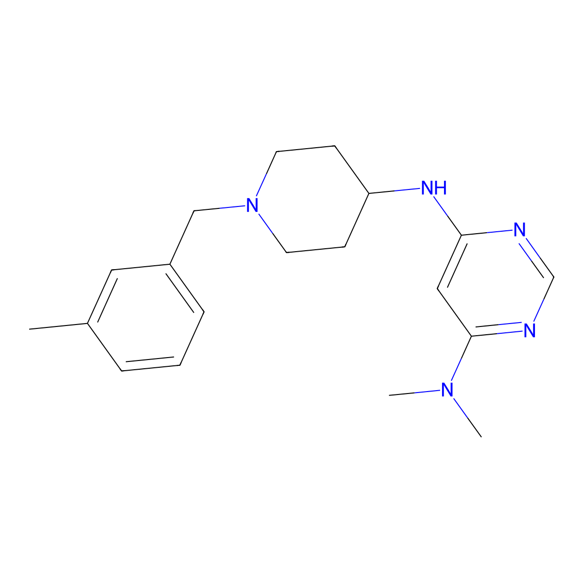 N4,N4-dimethyl-N6-{1-[(3-methylphenyl)methyl]piperidin-4-yl}pyrimidine-4,6-diamine molecular structure, CAS 2877676-44-1