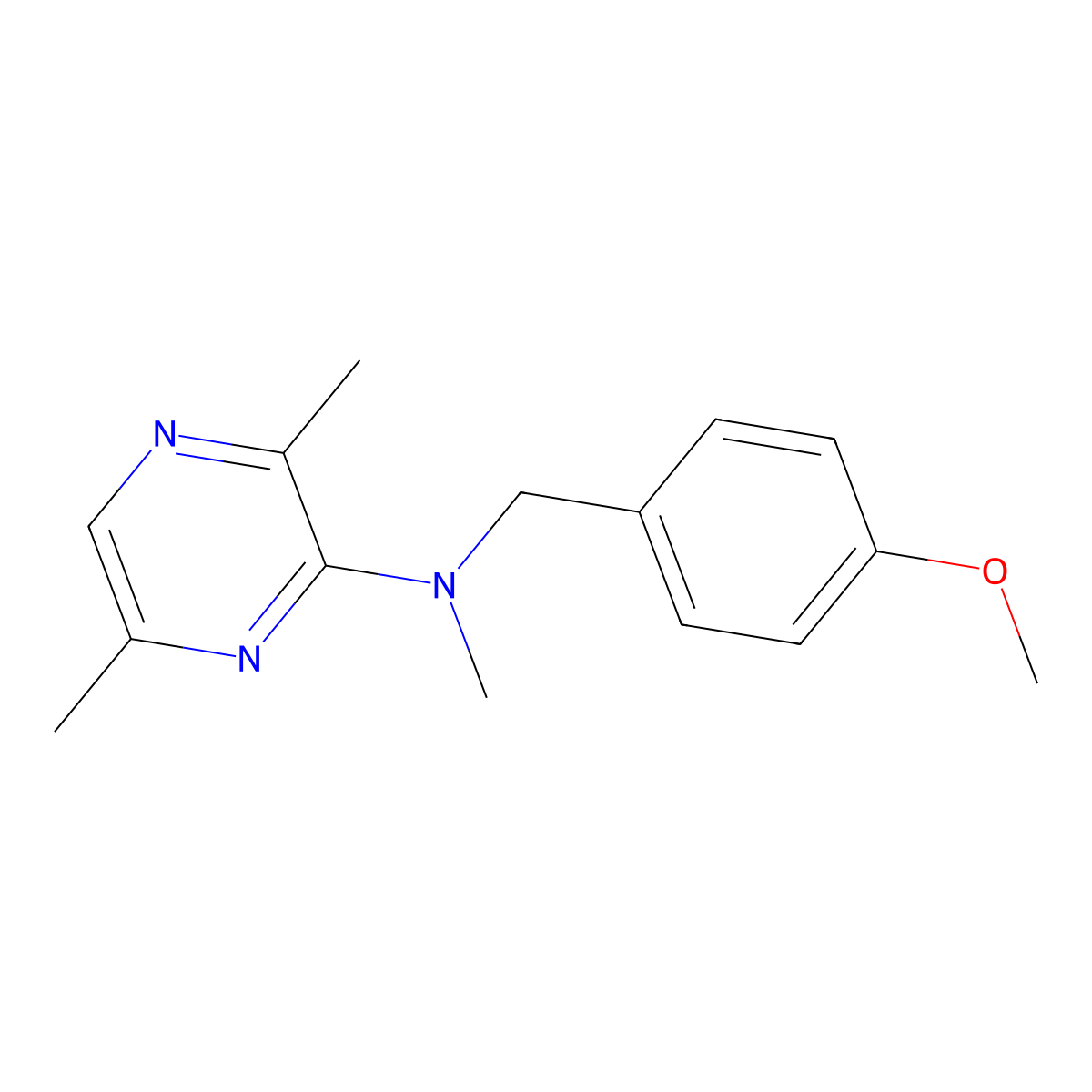N-[(4-methoxyphenyl)methyl]-N,3,6-trimethylpyrazin-2-amine molecular structure, CAS 2877676-47-4