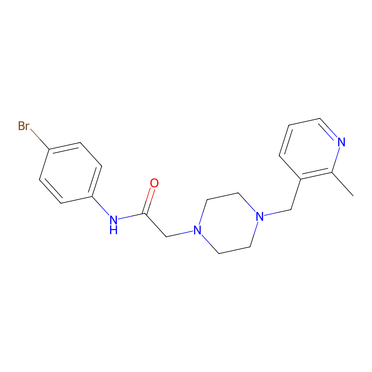 N-(4-bromophenyl)-2-{4-[(2-methylpyridin-3-yl)methyl]piperazin-1-yl}acetamide molecular structure, CAS 2877676-49-6